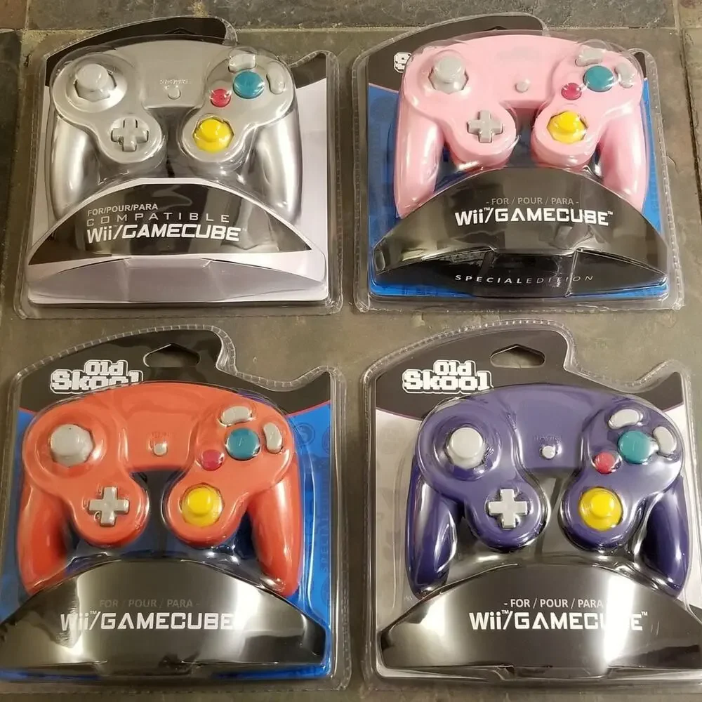 4 Gamecube Controllers - 4 Colors Bundle (NEW) - Red Purple Silver Pink Nintendo
